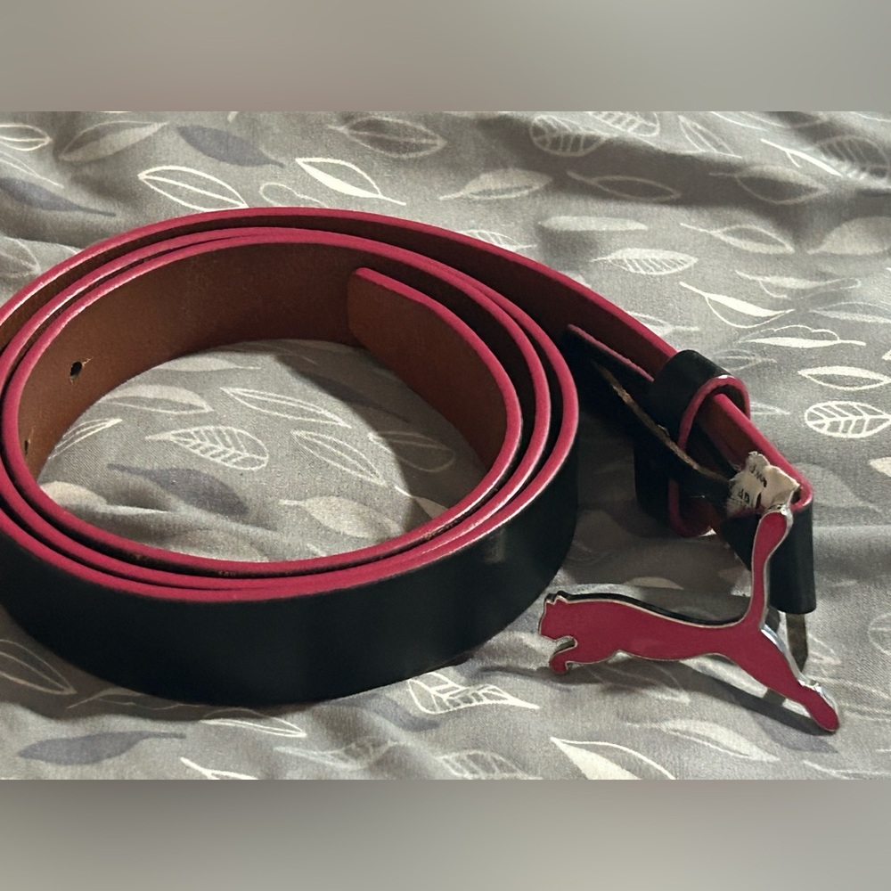 Puma Black and Pink Belt with Logo Buckle